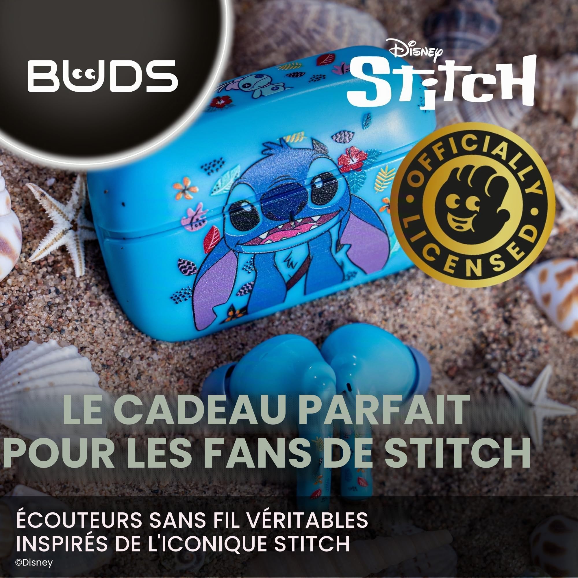 Buds Classic Stitch Écouteurs Bluetooth sans fil - Écouteurs intra auriculaire avec micro, Plus de 28 heures d’autonomie, Ecouteur reducteur de bruit actif avec certification IPX4, Boîtier de charge