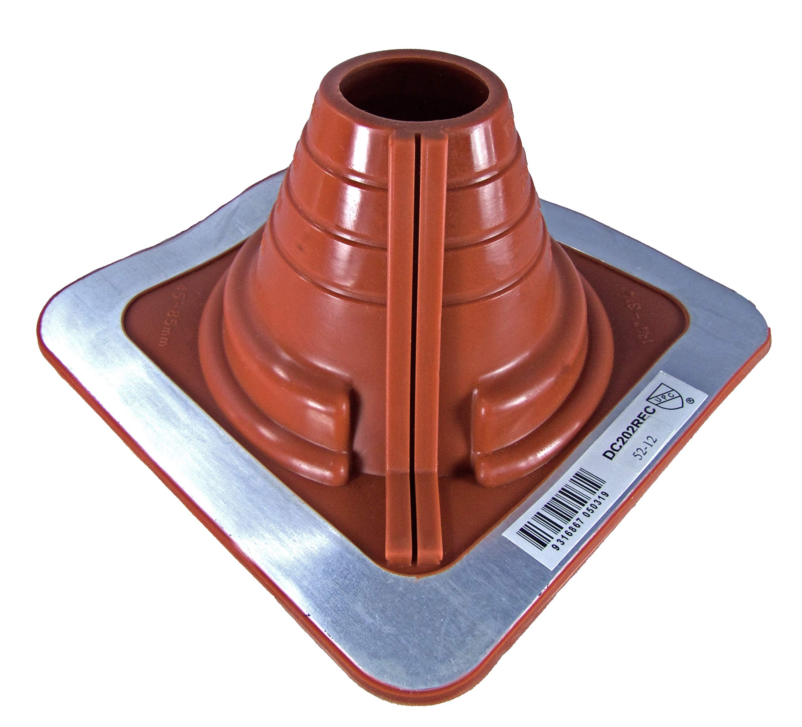 8 (7" To 13") DEKTITE Square Base Combo Pipe Flashing Boot: RED High Temp Silicone Square Base Flexible Pipe Flashing Dektite (DC208REC