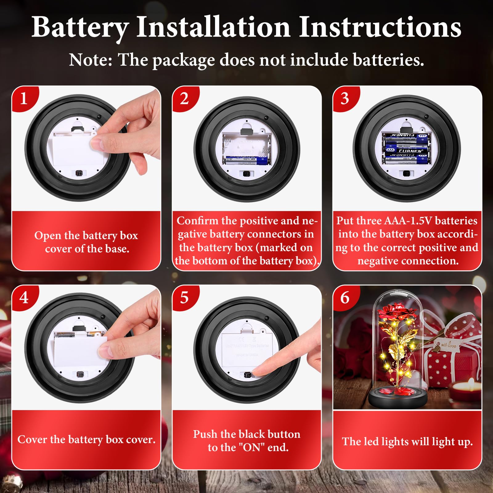 BOLEi Rosa eterna para Ella, Rosa de la Bella y la Bestia, Rosa eterna en Cristal con LED, Boda para Ella, Regalos de cumpleaños para Ella, Regalo de Rosa preservada para Ella, mamá, Abuela - 4