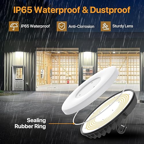 Miniatura 6 de DEMILAR - Luces inteligentes para tienda de 150 W, sensor de micware, 18000 lúmenes, luz LED UFO de alta bahía con control remoto multifunción, 10%