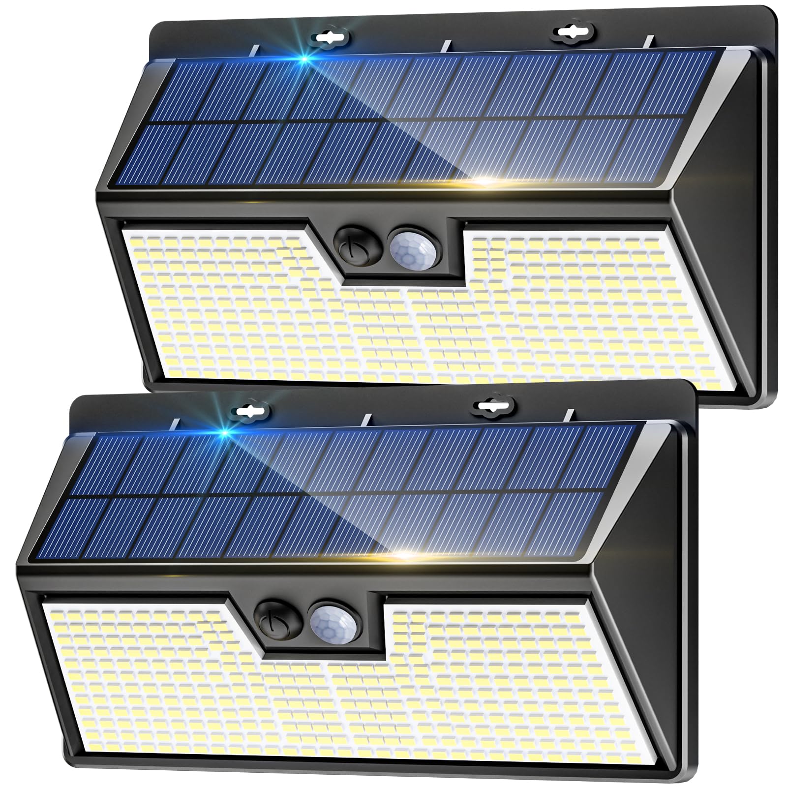nipify 318LED Solar Security Lights Outdoor Motion Sensor, 2 Pack 3 Modes Solar Powered Fence Light Waterproof