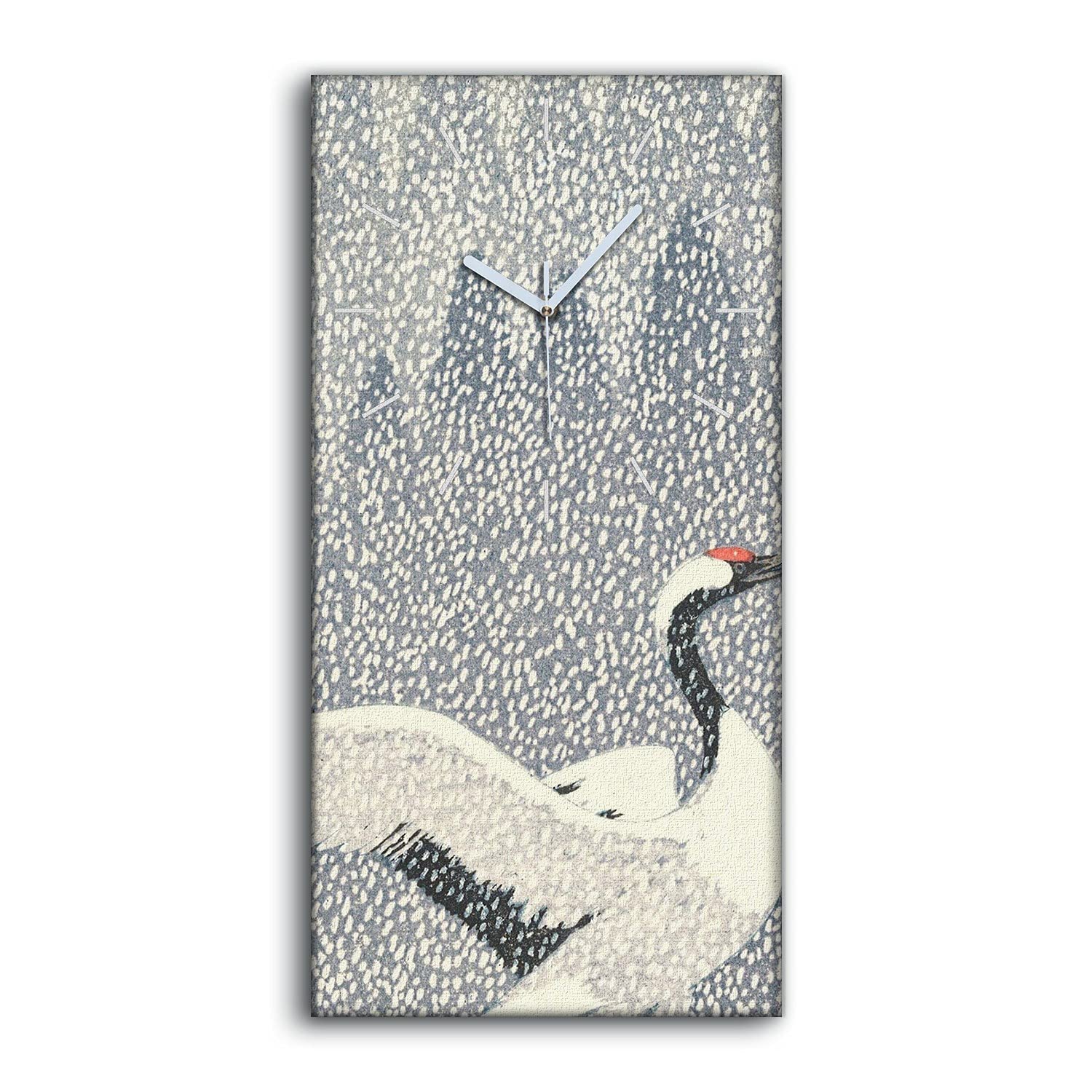 Horloge sur toile 30x60cm tableau moderne salon oiseaux japonais décoration murale calme