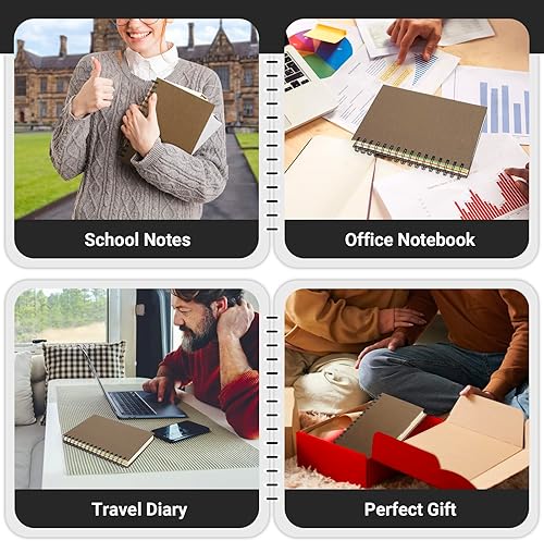 Miniatura 7 de EUSOAR Cuaderno de 5 materias de tapa dura, 3 piezas A5 de 5.5 x 8.3 pulgadas, bloc de escritura en espiral con rayas universitarias, grueso de 100