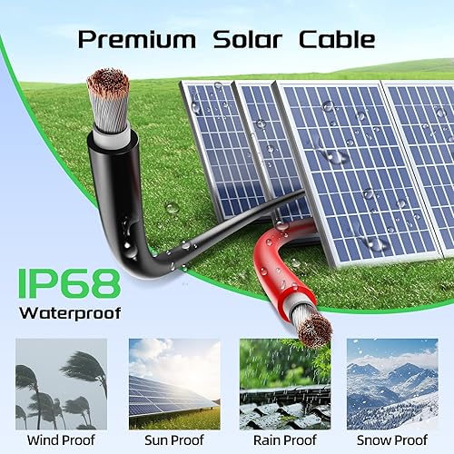 Miniatura 6 de Bateria Power Cable de extensión solar de 100 pies, cable de cobre estañado de 10 AWG (6 mm) para exteriores, automóvil, RV, barco, panel solar