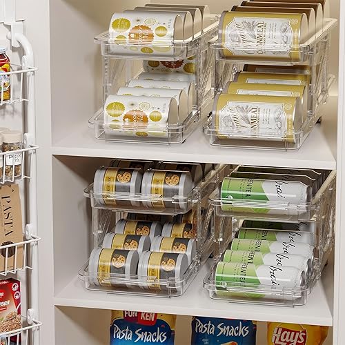 Miniatura 9 de LAMU Dispensador de latas de soda para refrigerador, juego de 2 organizadores de latas de soda de ancho ajustable, organizador de latas de bebidas
