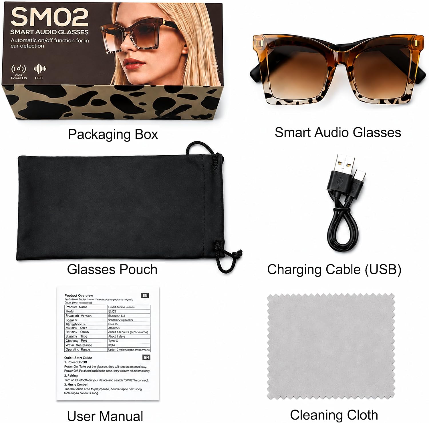 BT Smart Glasses for Women – Open-Ear Sunglasses with Speakers
