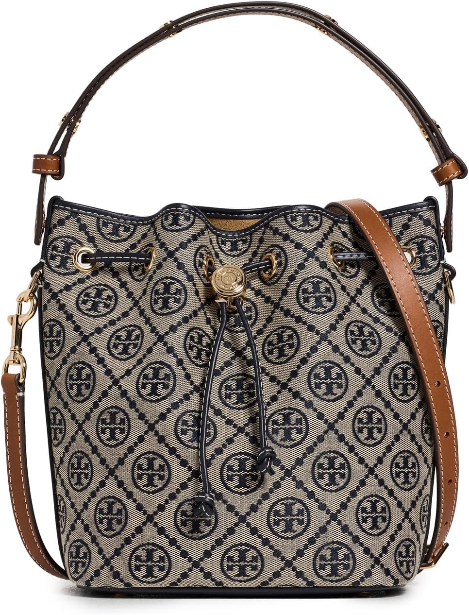 Tory Burch Women's T Monogram Bucket Bag, Tory Navy, One Size
