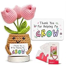 Gossby Teacher's Day Gift - Thank You for Helping Me Grow - Appreciation, Thank You - Mother's Day, Birthday, Graduation, Retirement, End of Year Teacher Gift from Students - Positive Tulip Crochet