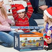 Vista 7 de Juego de pesas de ejercicio para niños, equipo de entrenamiento con pesas y mancuernas, juguete de gimnasio para principiantes