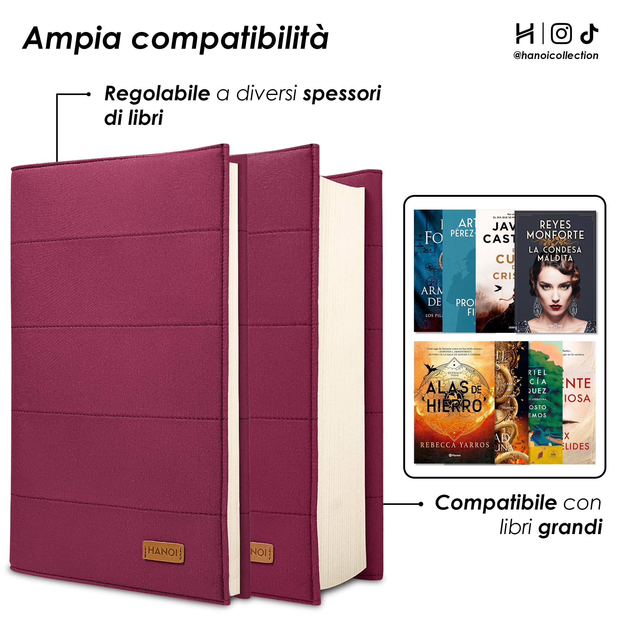 Custodia per libri di lettura regolabile imbottita. Copertina per libro di lettura protettiva per il trasporto e viaggio. Idea regalo per amanti dei libri