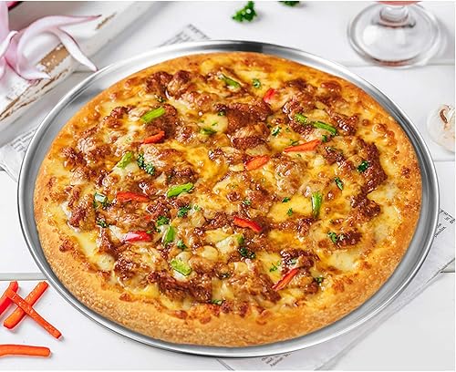 Vista 6 de Deedro Bandeja para hornear pizza, bandeja de pizza de acero inoxidable de 10 pulgadas, bandeja redonda para horno de pizza para el hogar