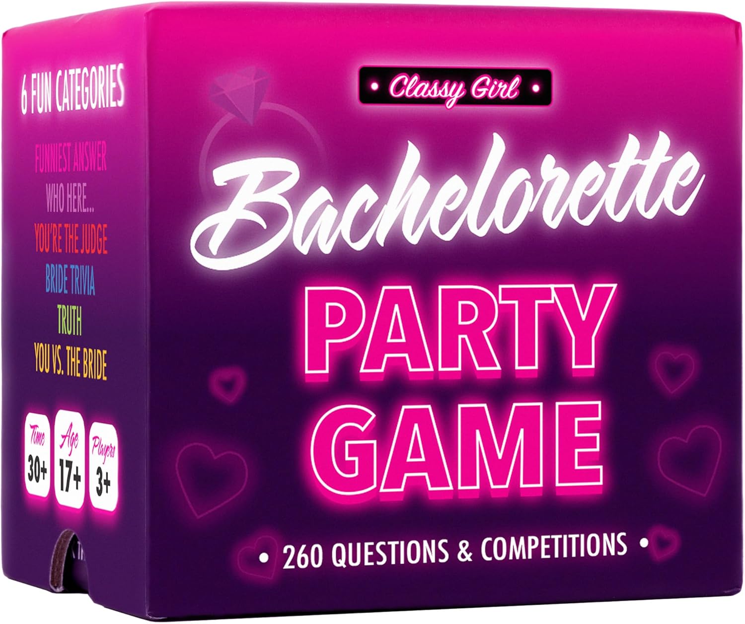 Classy Girl Bachelorette Party Game - 260 Funny Questions & Challenges for Adults - Bridal Shower Accessory & Favor for The Bride