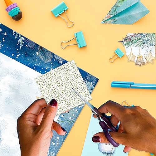 Miniatura 6 de Papel de álbum de recortes con patrón de Navidad, suministros de producción de tarjetas de 6 pulgadas, 24 hojas de tarjeta de felicitación de