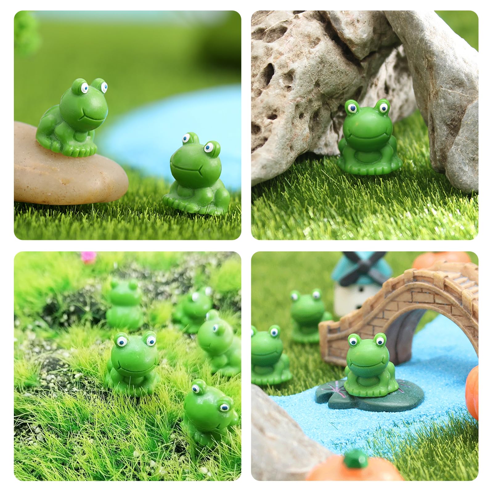 4 Figurines Grenouille En Résine – Déco Miniature Pour Jardin, Aquarium, Pots De Fleurs – Micro-Paysage & Décoration Fée