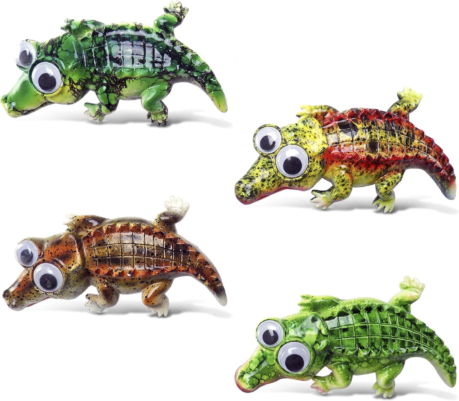 COTA Global Alligator Refrigerator Bobble-Eye Magnets Set of 4 - Assorted Color Fun Cute Wild Life Big Eye Magnets for Kitchen Fridge & Locker, Home Decor & Cool Office Decorative Novelty - 4 Pack