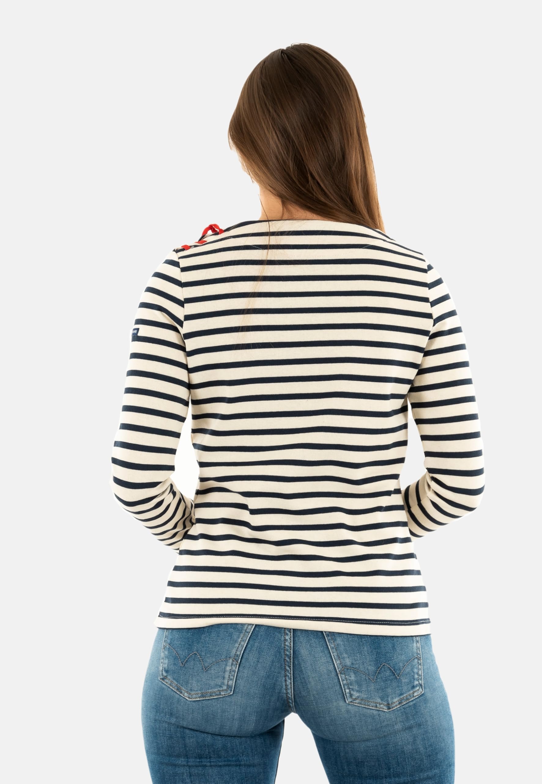 SAINTJAMES Pull Leger cavalaire Ecru/Marin/Tulipe