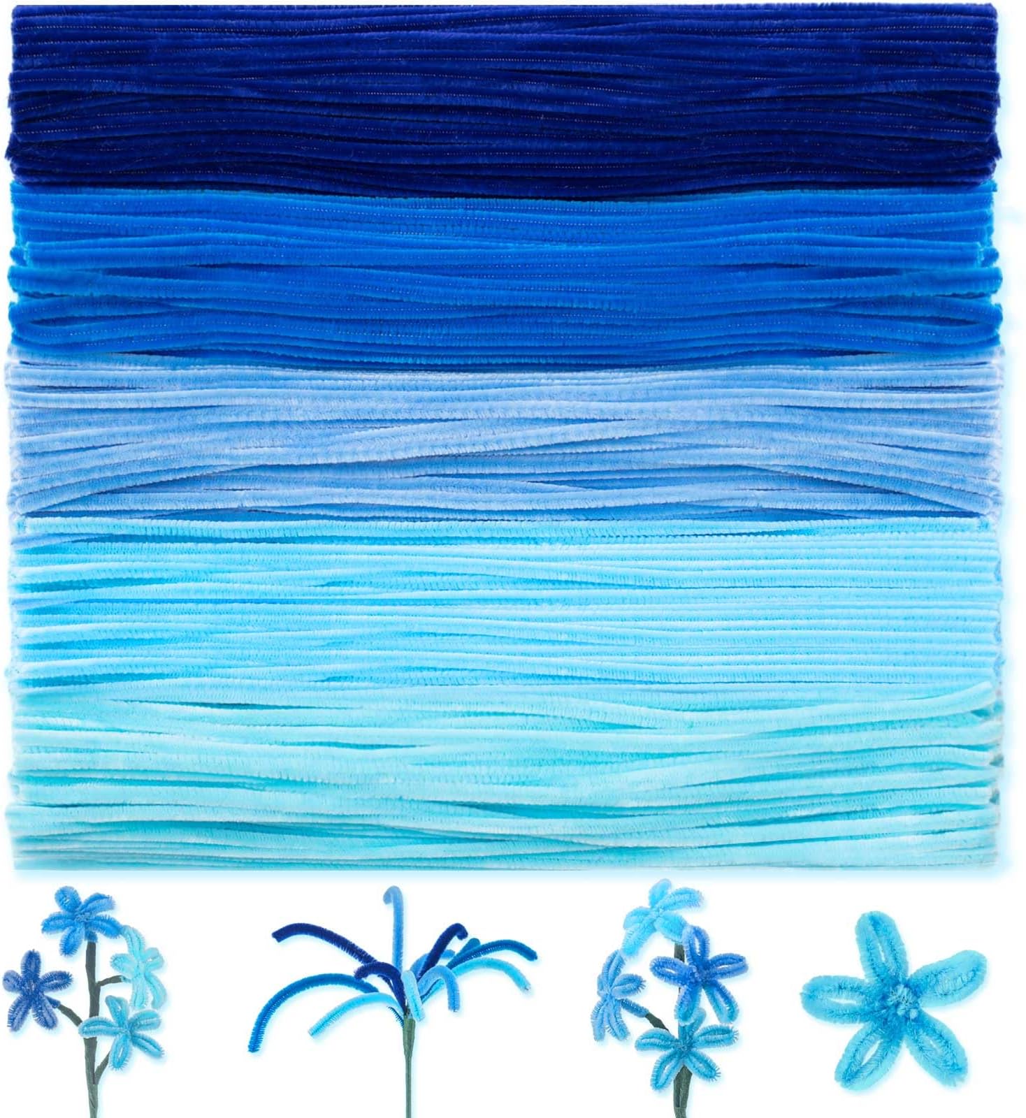 Peryiter 500 Pieces Pipe Cleaners Chenille Stems 12 Inch Craft Supplies Bulk for DIY Art and Craft Projects Creative Gift Wrapping Party Decorations(Blue)