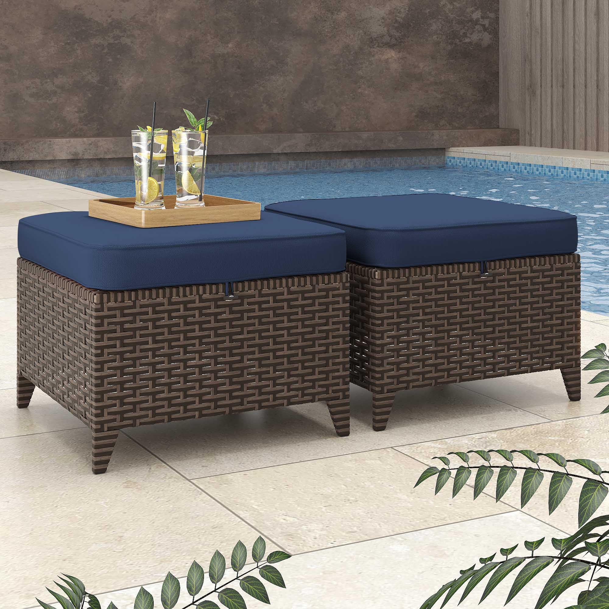 Yokayoay Patio Ottomans 2 Pieces, Outdoor 22