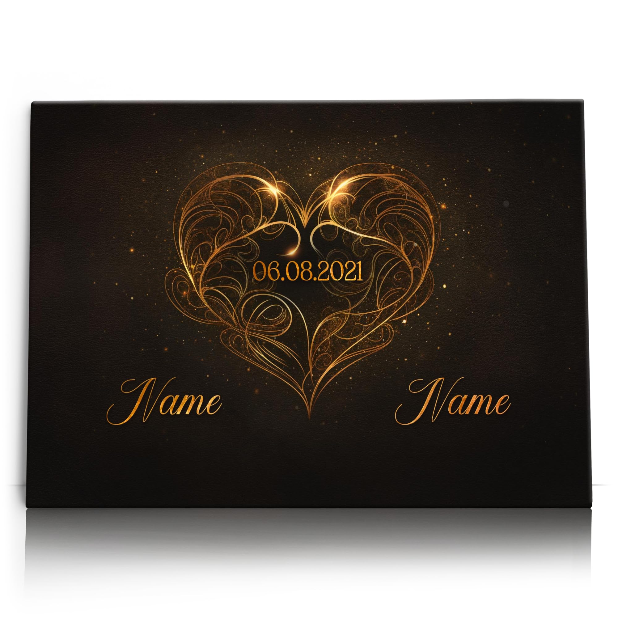 Liebesleinwand Leinwandbild personalisiert | Leinwand gestalten mit Namen und Datum Geschenk für Partner | Elegante Liebe