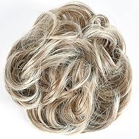 Vista 4 de Moño desordenado con moño, dona, almohadilla elástica para el cabello, banda de goma, extensión sintética para mujeres y niñas, punta castaño 14 A