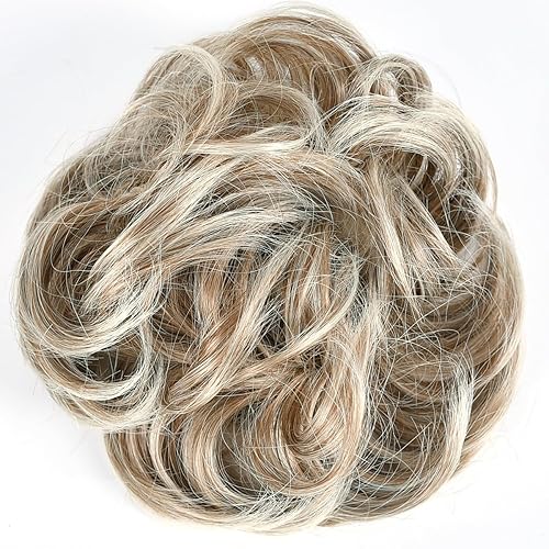 Miniatura 4 de Moño desordenado con moño, dona, almohadilla elástica para el cabello, banda de goma, extensión sintética para mujeres y niñas, punta castaño