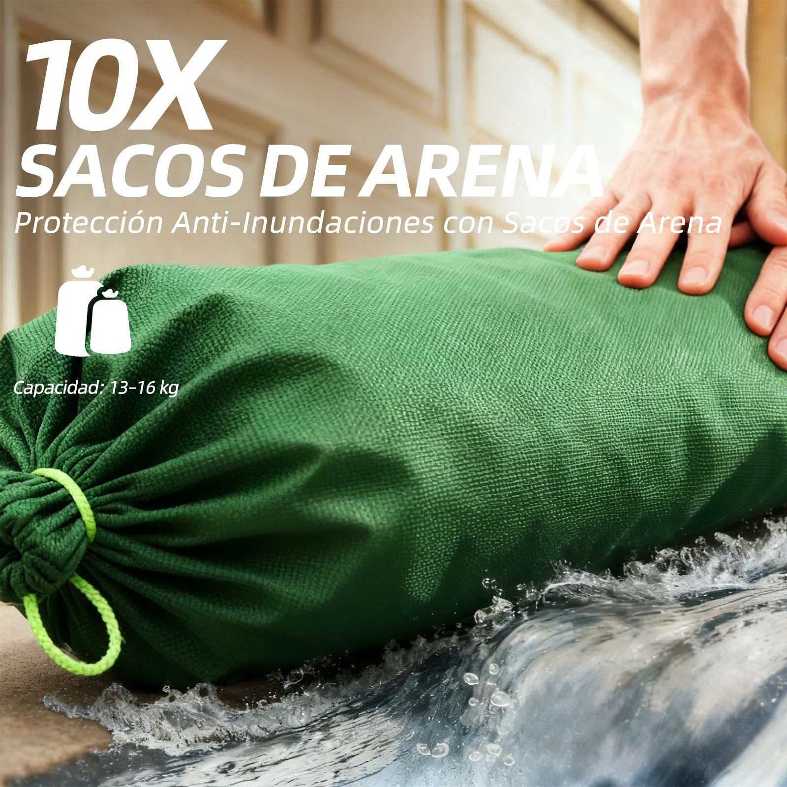 10 sacos de arena, protección contra inundaciones - Sacos de arena para silos sin rellenar - Sacos de silo impermeables y resistentes a inundaciones, lona de silicona (25 x 100 cm) (10)