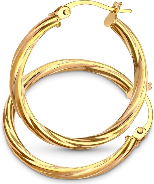 Citerna Women's 9 ct Yellow Gold Hoop Earrings