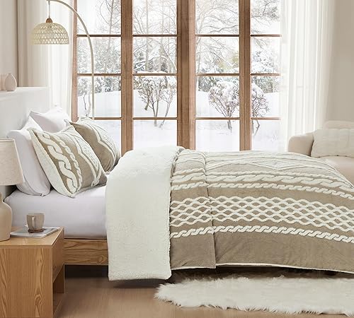 Miniatura 6 de Geniospin Juego de edredón tamaño matrimonial, juego de edredón sherpa ultrasuave para cama de tamaño matrimonial, juegos de ropa de cama jacquard