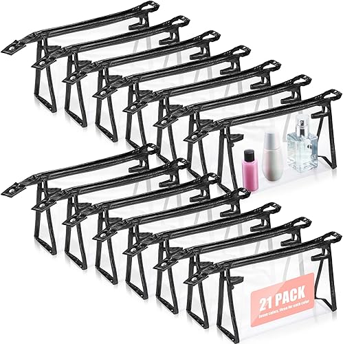 Paquete de 21 bolsas de viaje transparentes para artículos de tocador, bolsas de maquillaje de plástico transparente con cremallera, impermeables,