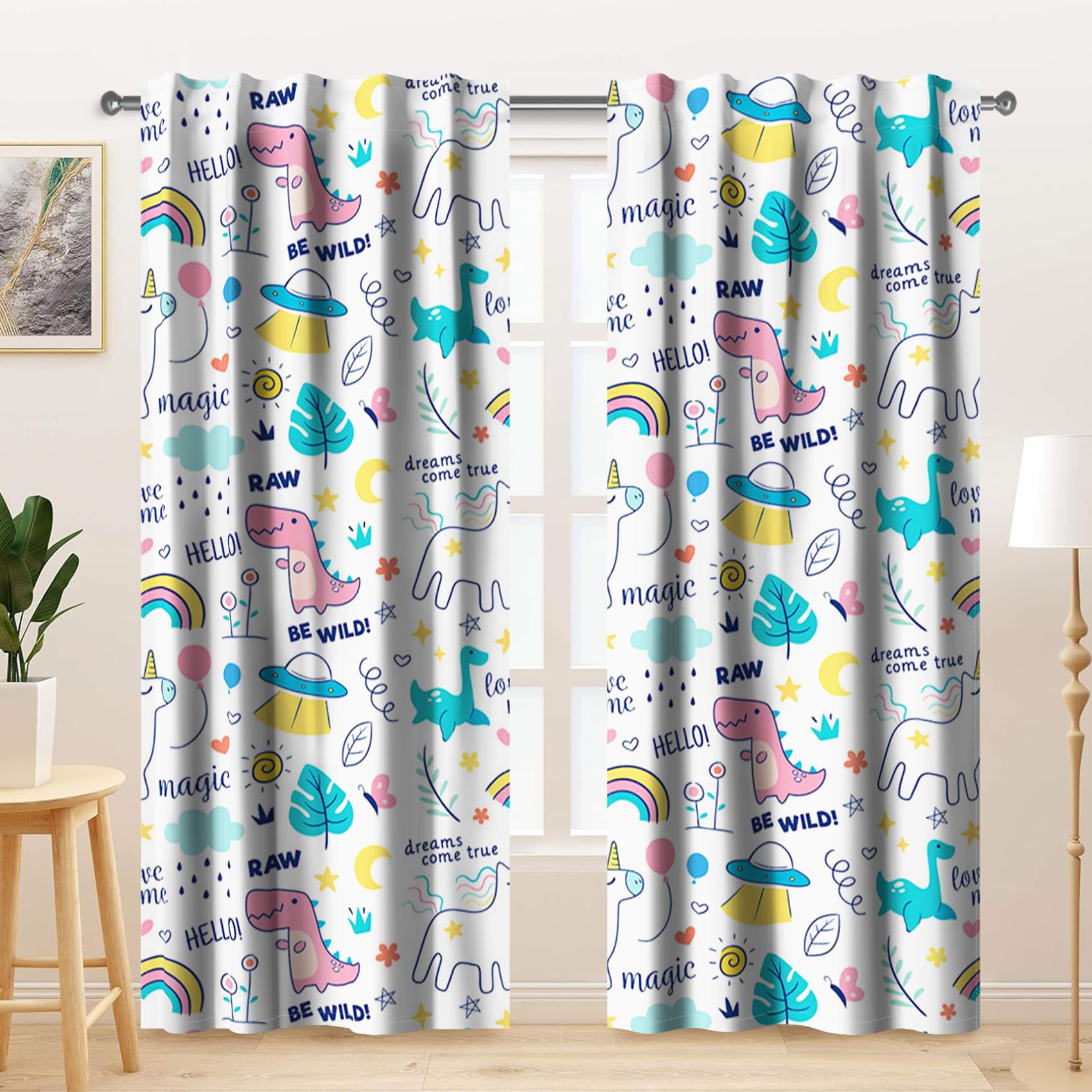 Kzzfqxb 107x215cm Cartoon Curtains 2 Panels