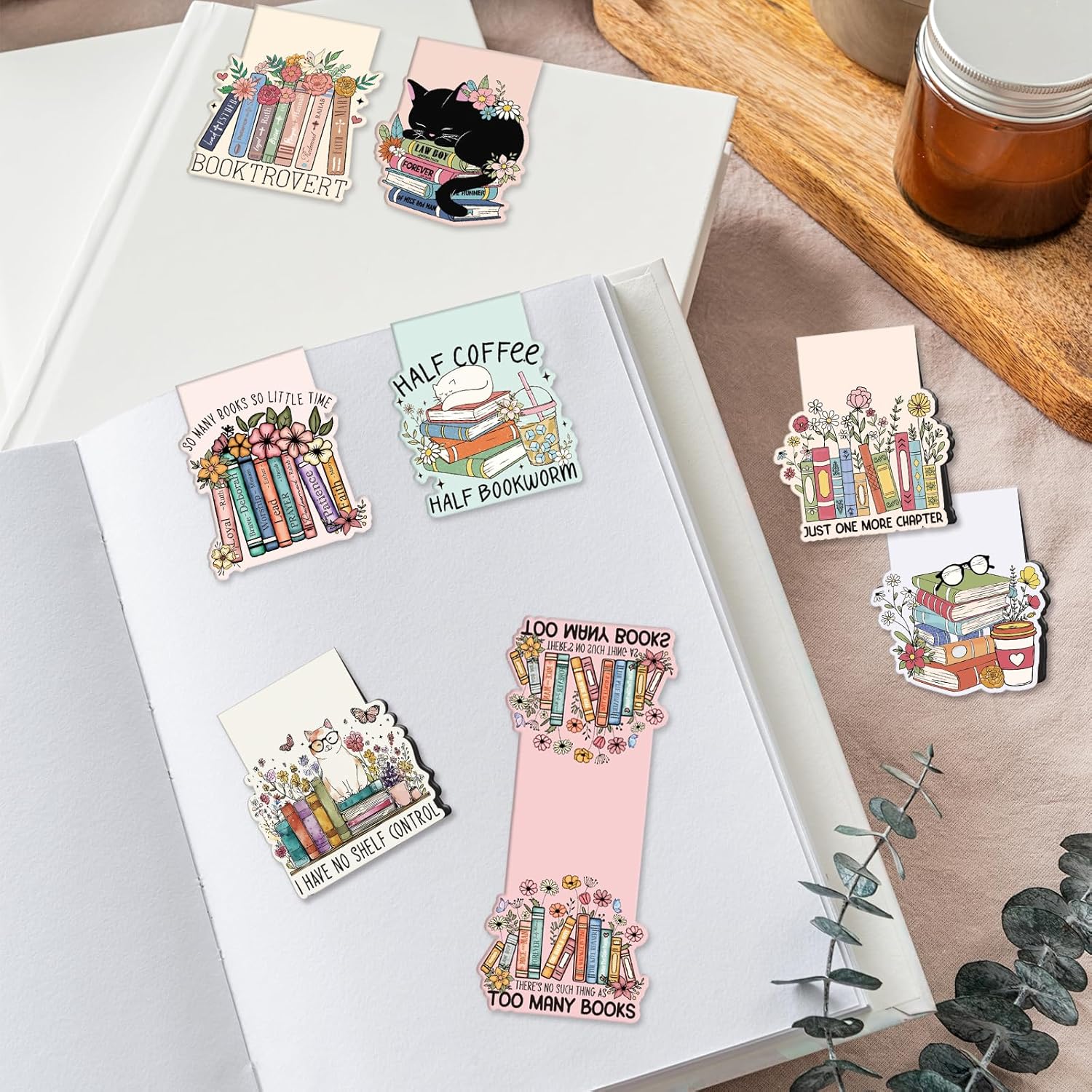 Book Lovers Magnetic Bookmark Gifts - Cosmisun 16 Pcs Reading Bookmarks for Women Cute Funny Book Mark Magnetic Cat Flower Book Mark Bookmark Page Markers Clip for Women Reading Students Teachers - Image 5