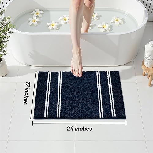 Miniatura 2 de Alfombras de baño antideslizantes lavables de 24 x 17 pulgadas, ultra suaves y superabsorbentes, para suelo de baño, alfombra de baño de felpilla