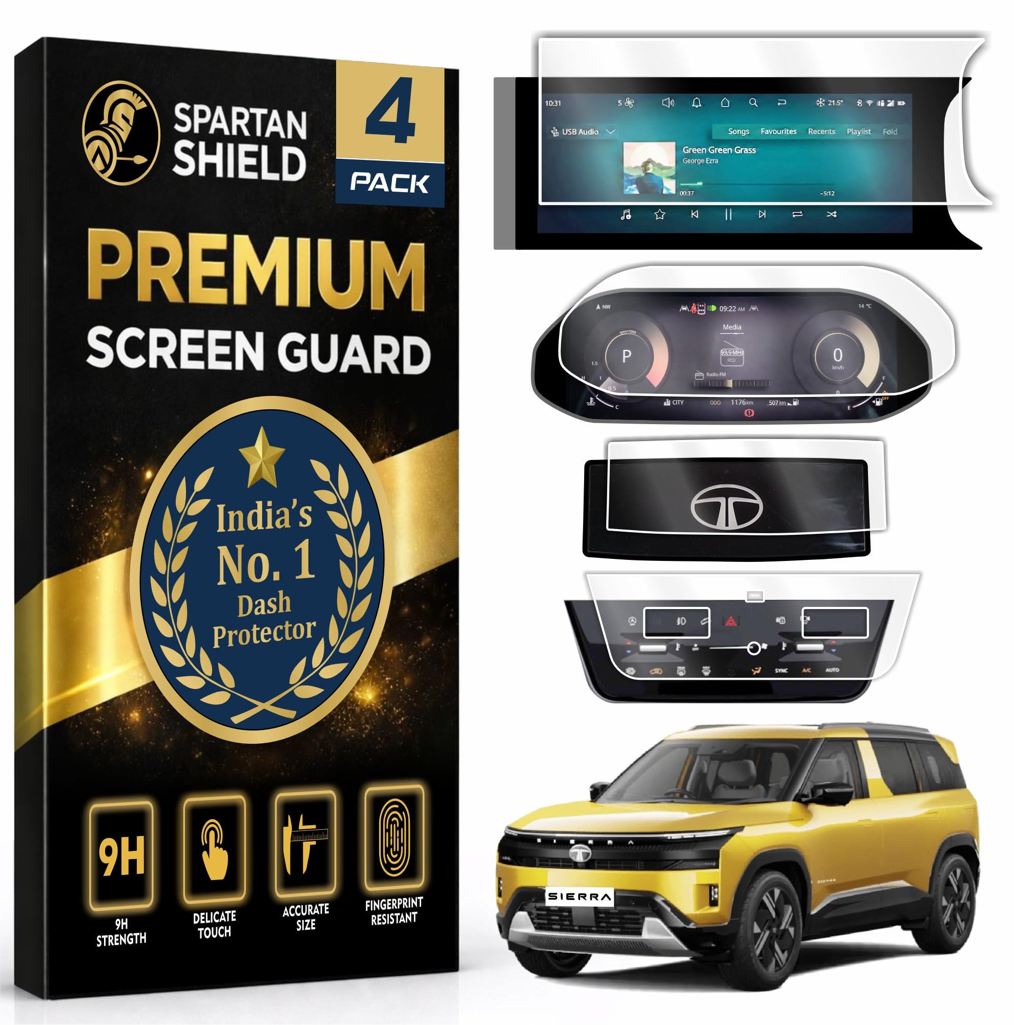 {4 PACK} Screen Guard For TATA SIERRA 2025+ || ADVENTURE+ / ACCOMPLISHED || 12.3 Inch Infotainment Touchscreen + 10.25 Inch Instrument Cluster + AC Panel + Sterring Cluster Protector || Anti Scratch | Water Resistant | HD Clarity || TataSierra Car Accessory 2026 [NOT TEMPERED GLASS]-image-37