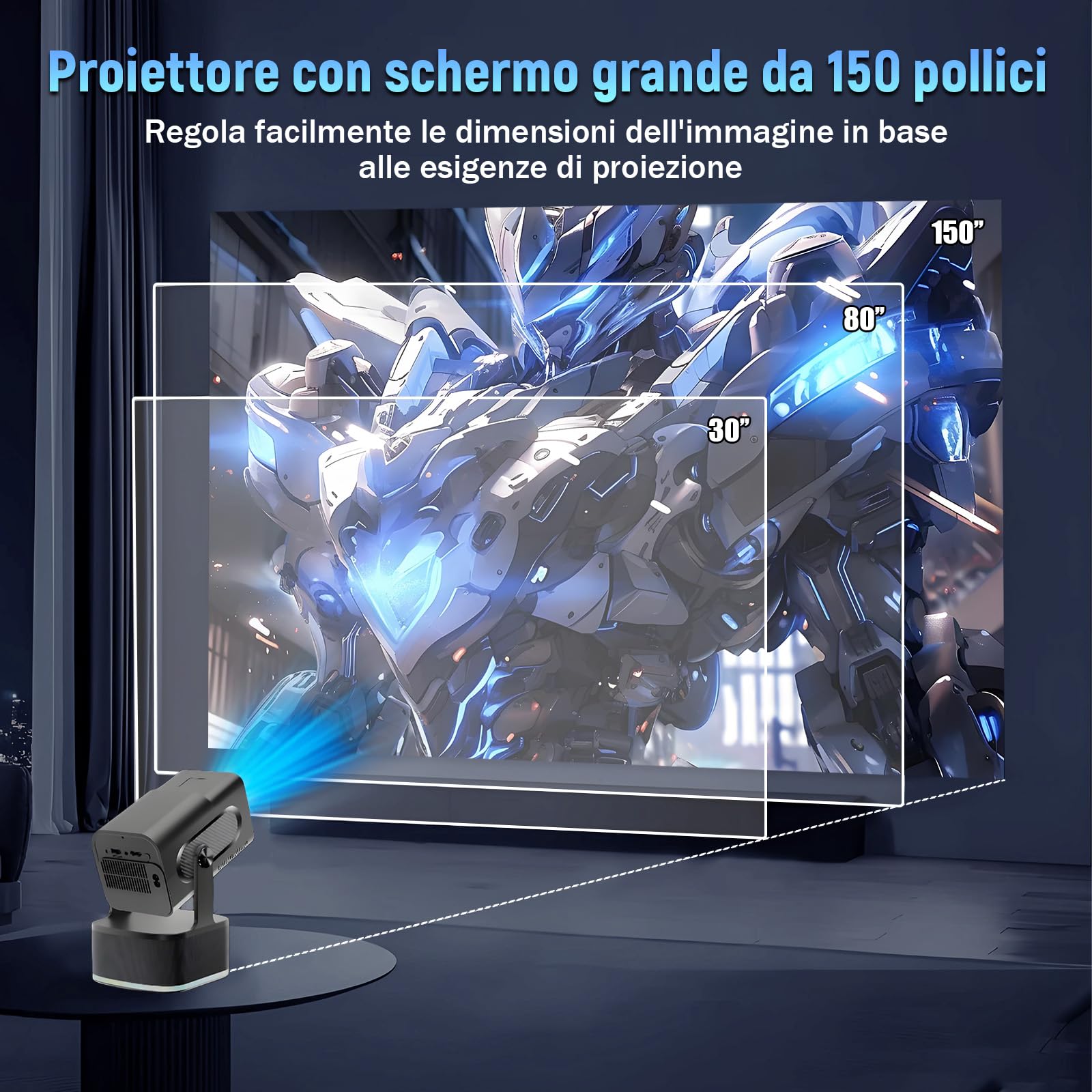 HCS350 KTV Mini Proiettore 4K Smart TV,Proiezione+Karaoke+Altoparlante Proiettore Portatile con Telecomando Vocale/Microfono Ricaricabile,1920 * 1080P Videoproiettore,450 ANSI,Android 11,WiFi6+BT5.4