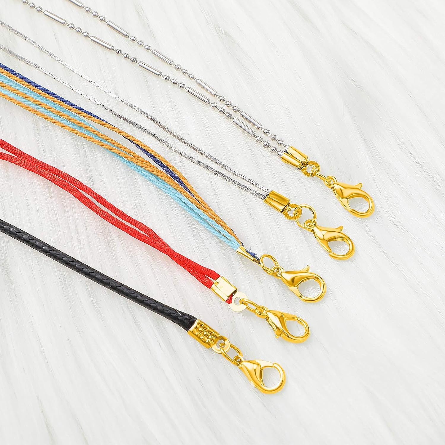 450 Piece Jewelry Making Accessories Kit Include 200 Fold Over Cord End Caps Crimp End Tips 200 Jump Ring Connectors and 50 Bracelet Necklace Lobster Claw Clasps and Closures (Gold)