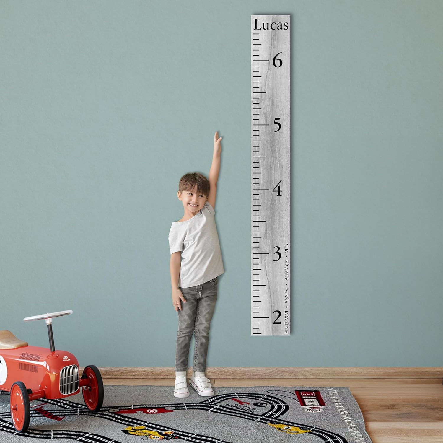 Personalized Wooden Kids Growth Chart - Height Ruler for Boys Girls Size Measuring Stick Family Name - Custom Ruler Gift GC-MAR Marshall-HRL