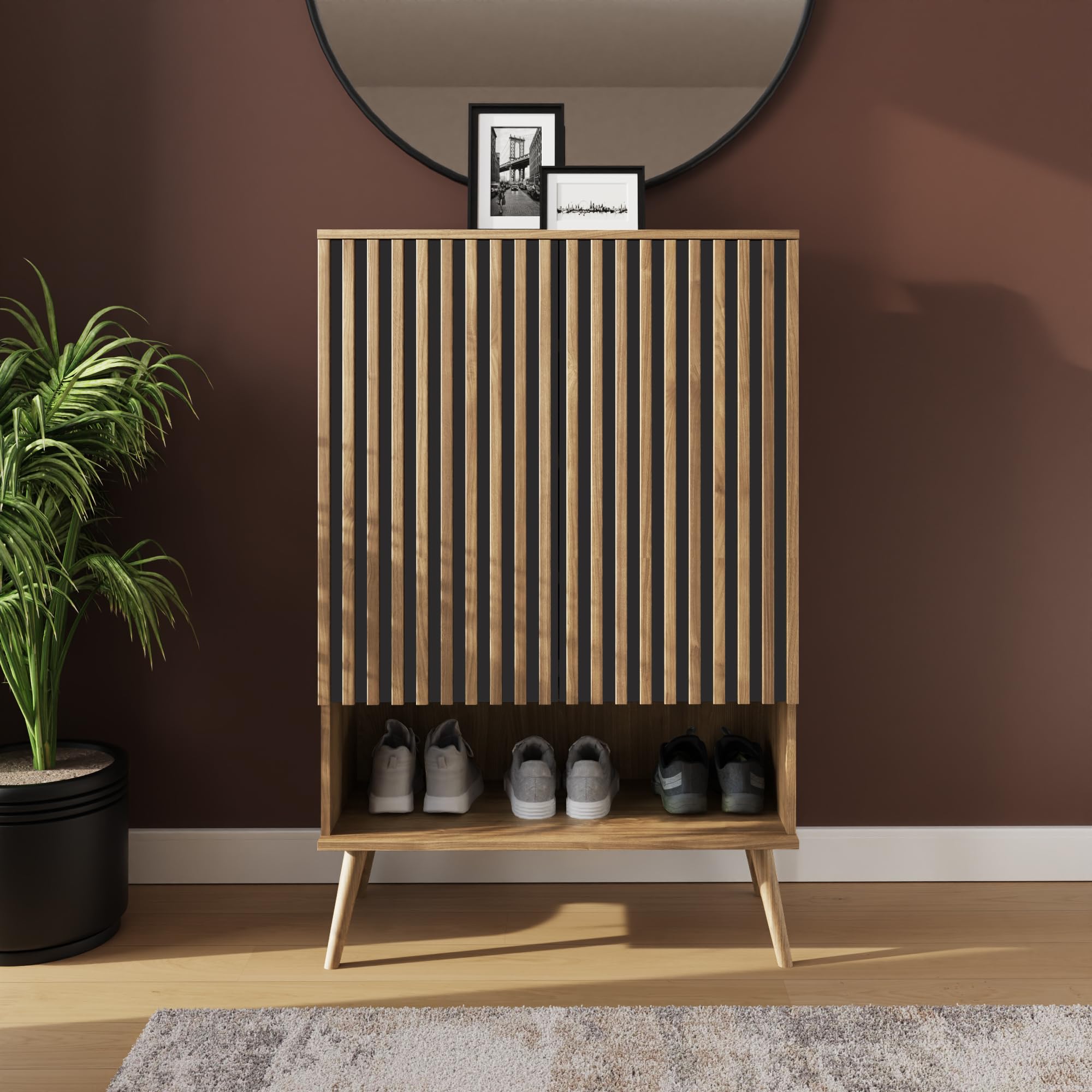 GFW Rowan Shoe Cabinet - Oak - Size 2
