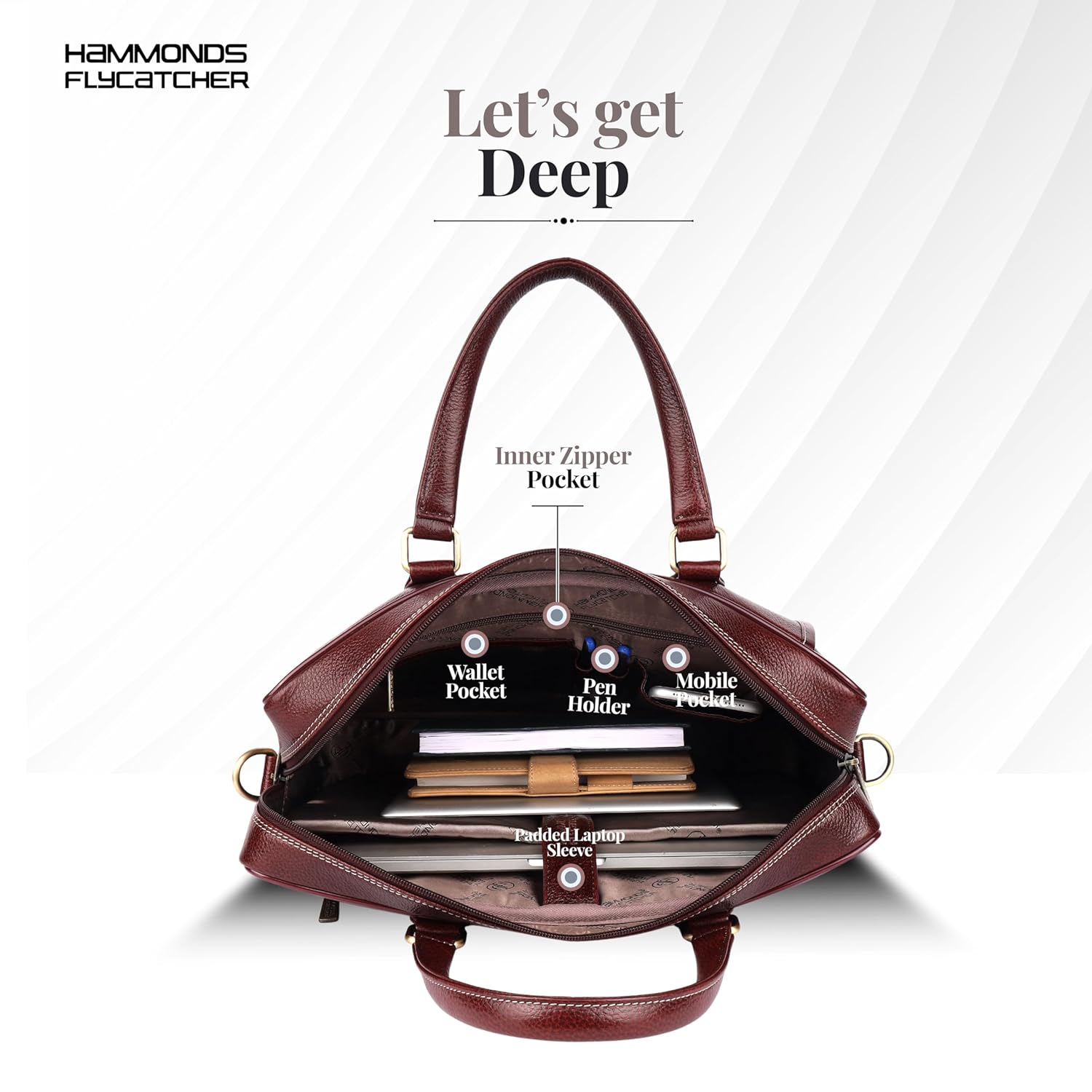 HAMMONDS FLYCATCHER Genuine Leather Office Bag for Men with Trolley Strap, 15.6 Inch Laptop Bag for Men, Adjustable Strap, Multi-Compartments, 1 Year Warranty - Office, Travel, Daily Use 36 81sFKpH+K+L. SL1500