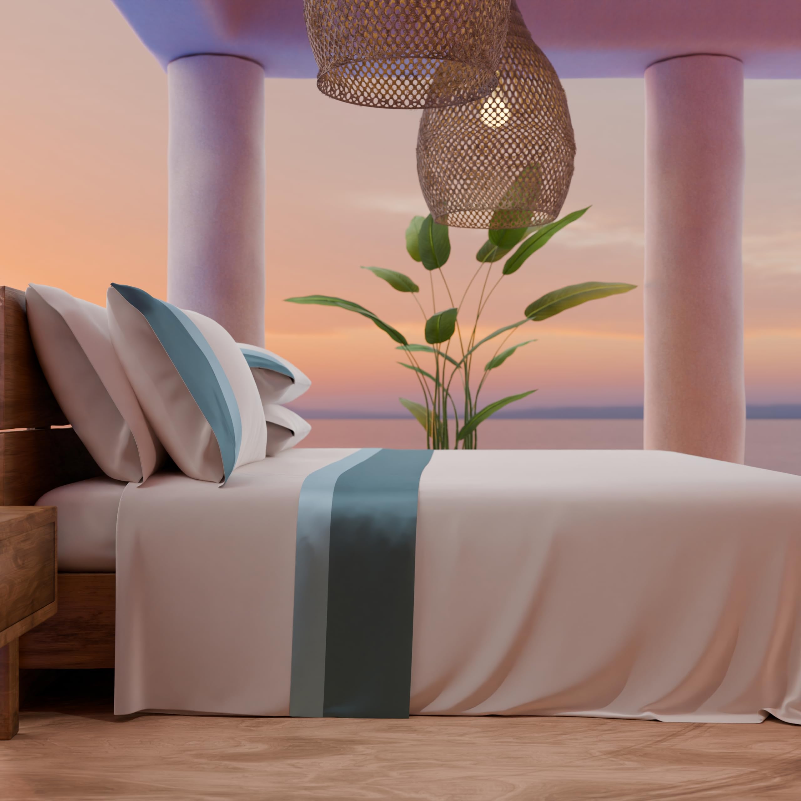 PETTI Artigiani Italiani, 3-Piece Satin Bed Sheet Set including Double Frill, 120 x 200 cm, Cotton Percale Sheets - Image 3