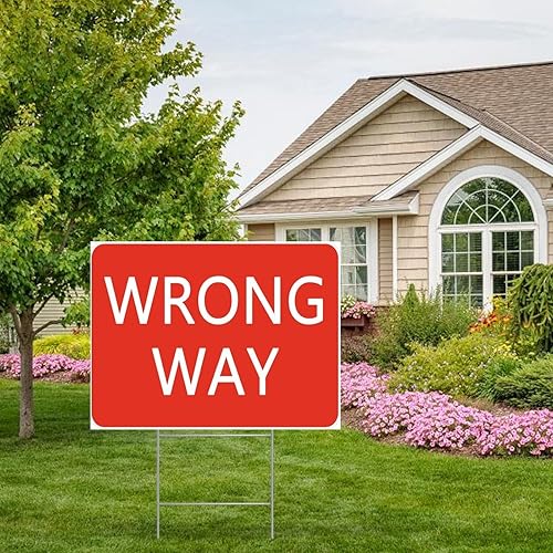 Miniatura 2 de Letreros de advertencia exterior para patio, camino equivocado, impermeable, de plástico corrugado, con estacas en H, decoraciones para lugares
