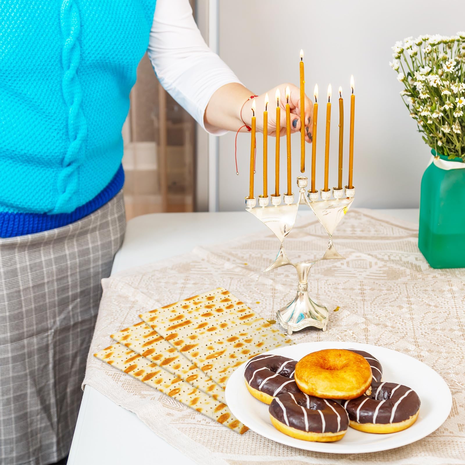 Whaline Lot de 80 serviettes en papier jetables pour invités de Pâque Matzo Seder - Serviettes de table pour fête et salle de bain