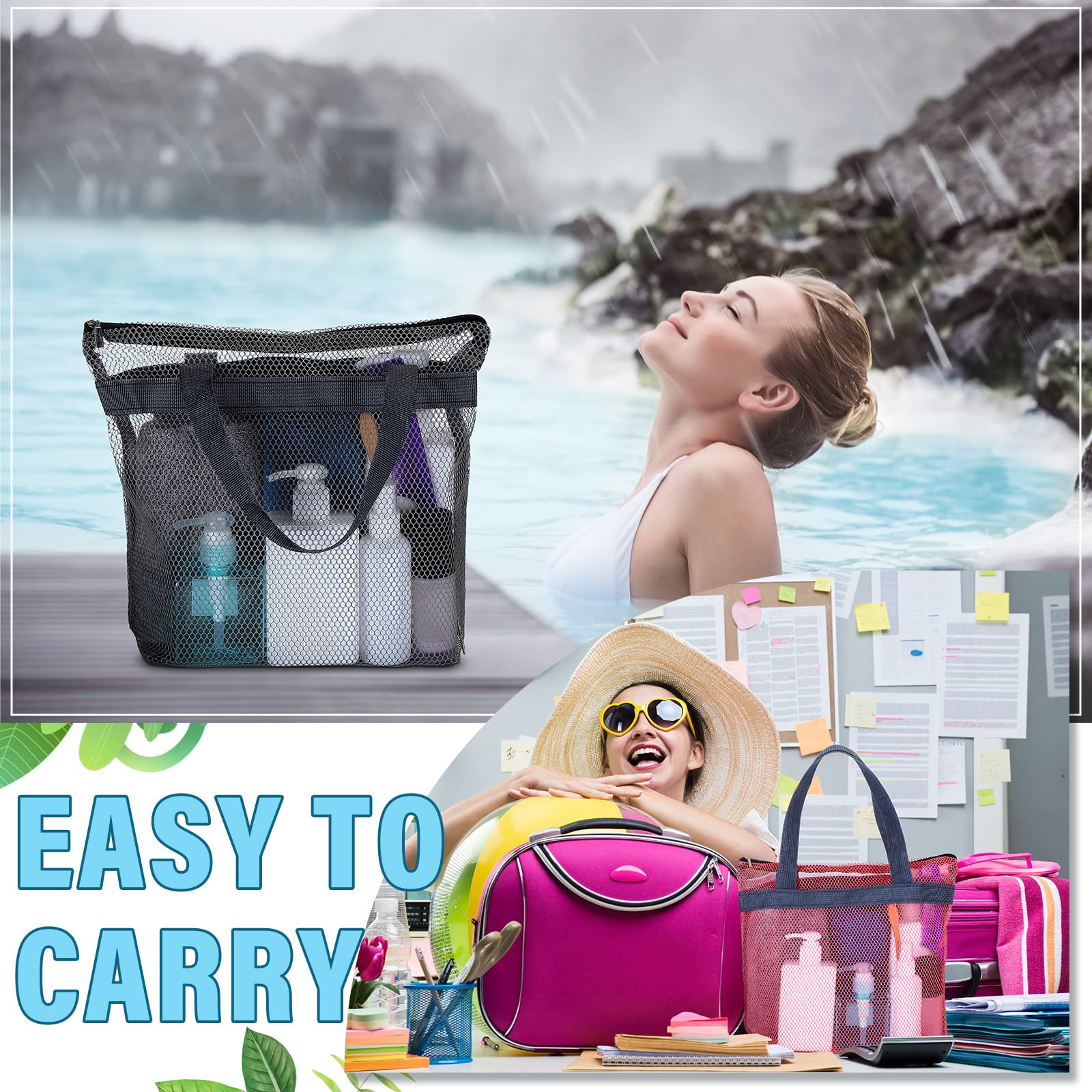 12 Pcs Mesh Shower Caddy Portable 12.2 x 10.24 In Large Gym Shower Bag Bulk with Zipper Quick Dry Shower Bag Hanging Toiletry and Bath Organizer for Swimming Camping Travel College