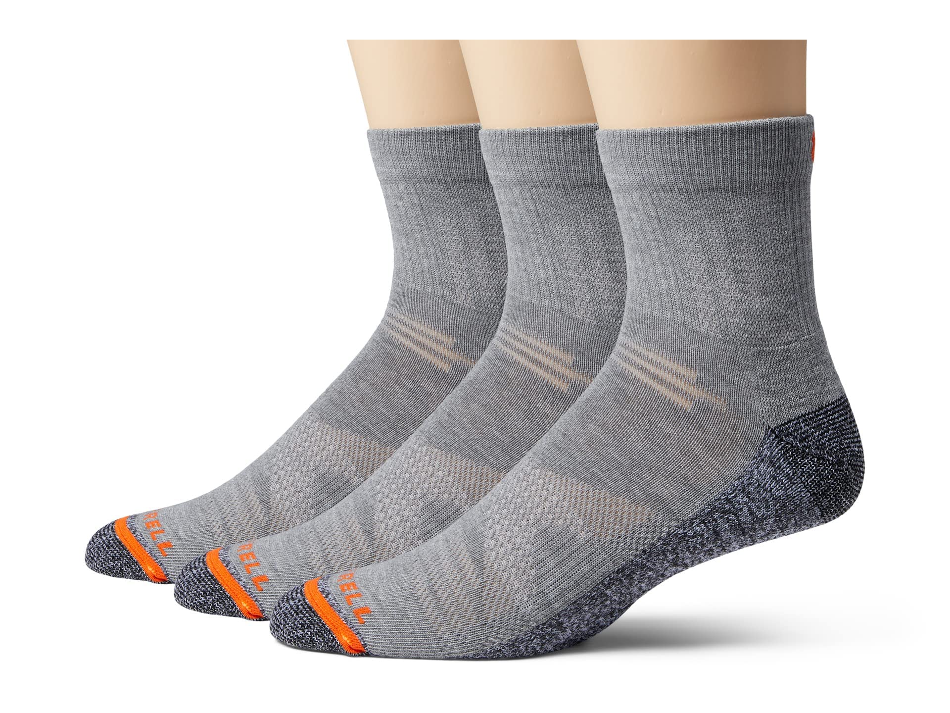 Merrell Unisex's Men's and Women's Lightweight Work Crew Socks-3 Pairs-Repreve with Durable Reinforcement, Gray, M-L