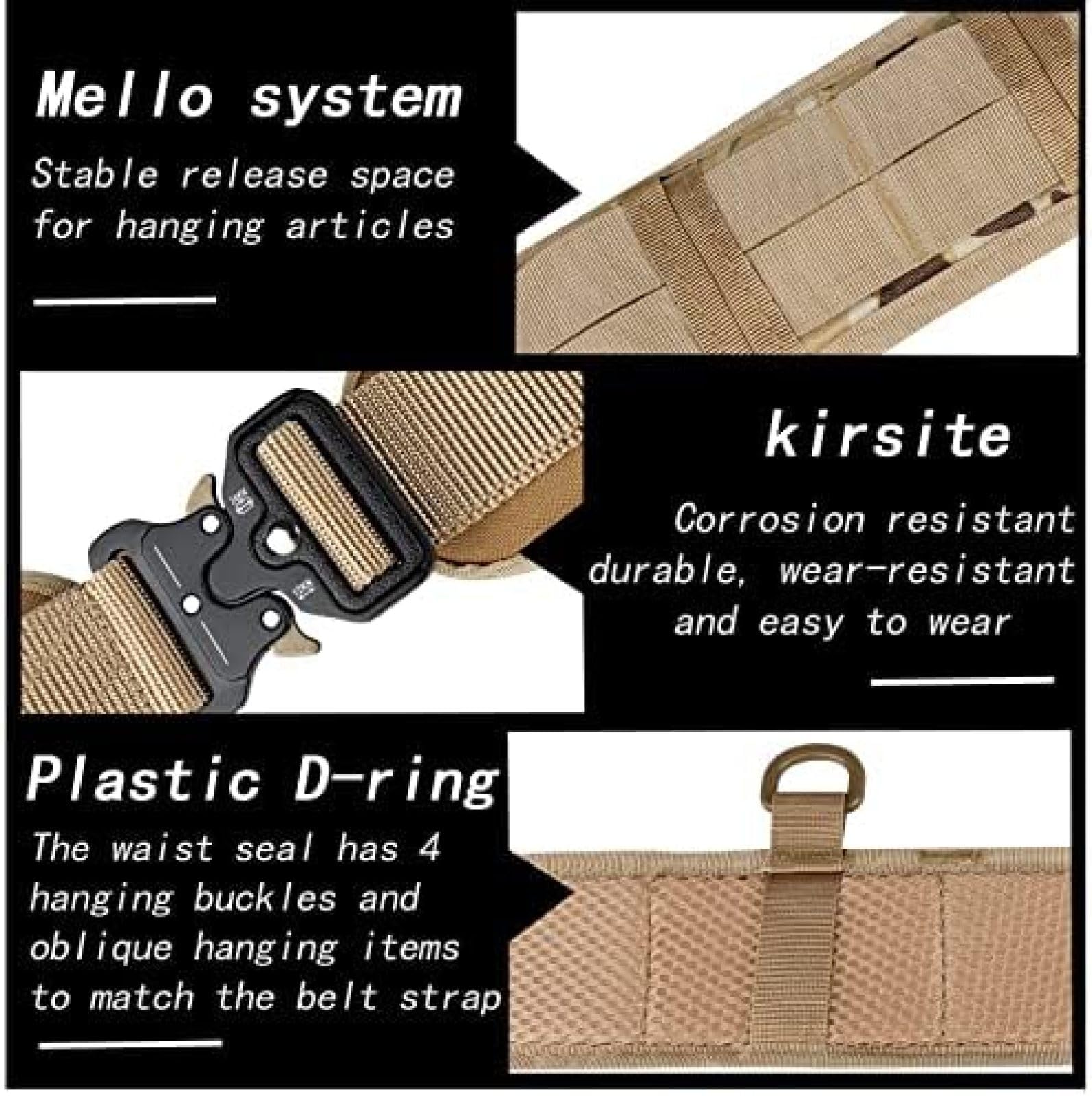 Pas Taktyczny Z Małą Torebką Taktyczną Molle, Klamrą Quick Release, Regulowanym Paskiem Wojskowym Na Zewnątrz, Torba Treningowa Airsoft Do Gry Cs.,Bk,YUYANAIAI