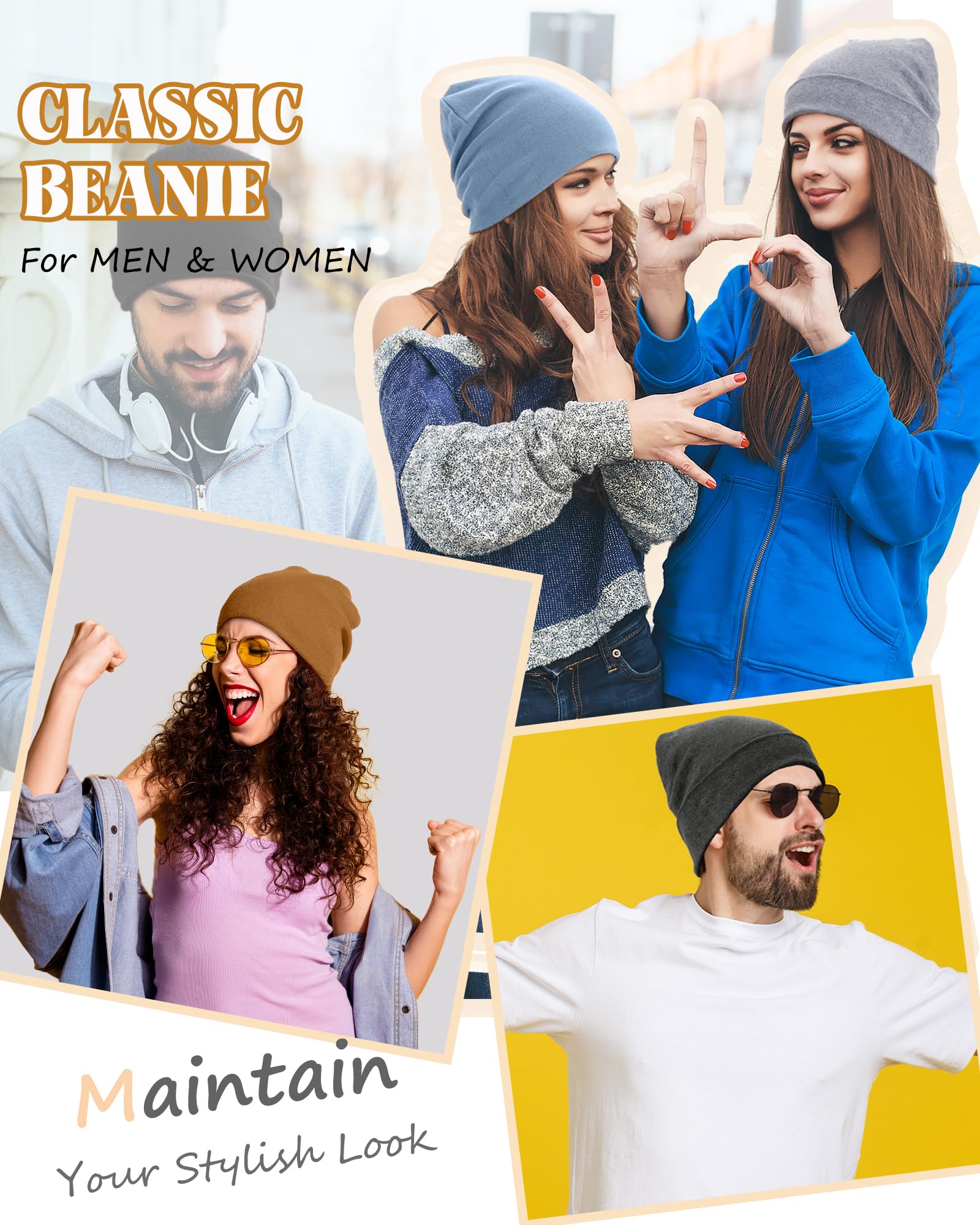 ROYBENS Thin 100% Cotton Beanie for Men Women, Slouchy Beanies Ultra-Soft Cuffed Knit Hat Lightweight Chemo Skull Cap — view 6