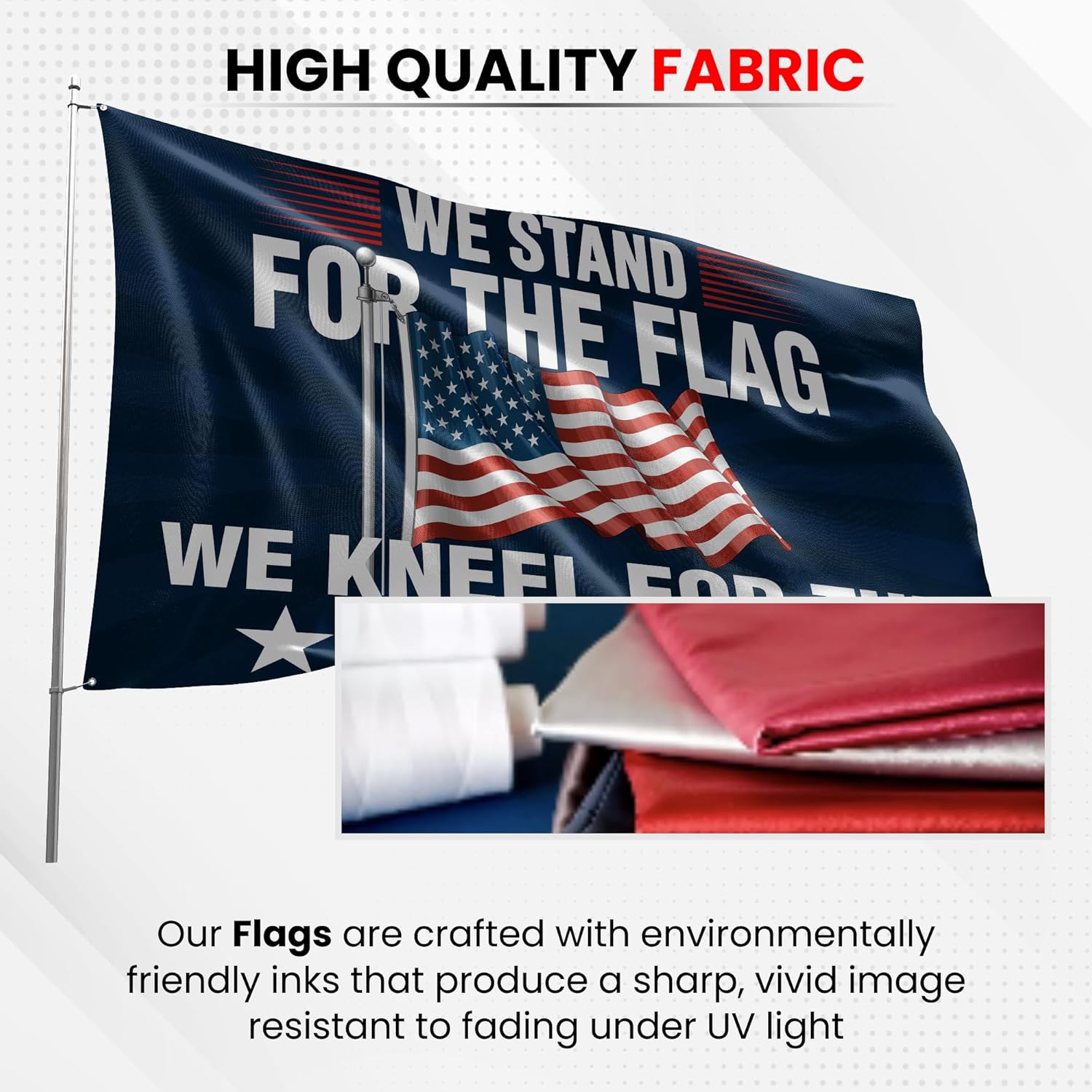 Patriotic Flag - We Stand For The Flag, Yard Flag 3x5 Ft, Military Banner with Double-Sided Art, Weather Resistant & Durable, Indoor/Outdoor Use, Heavy Duty Grommets