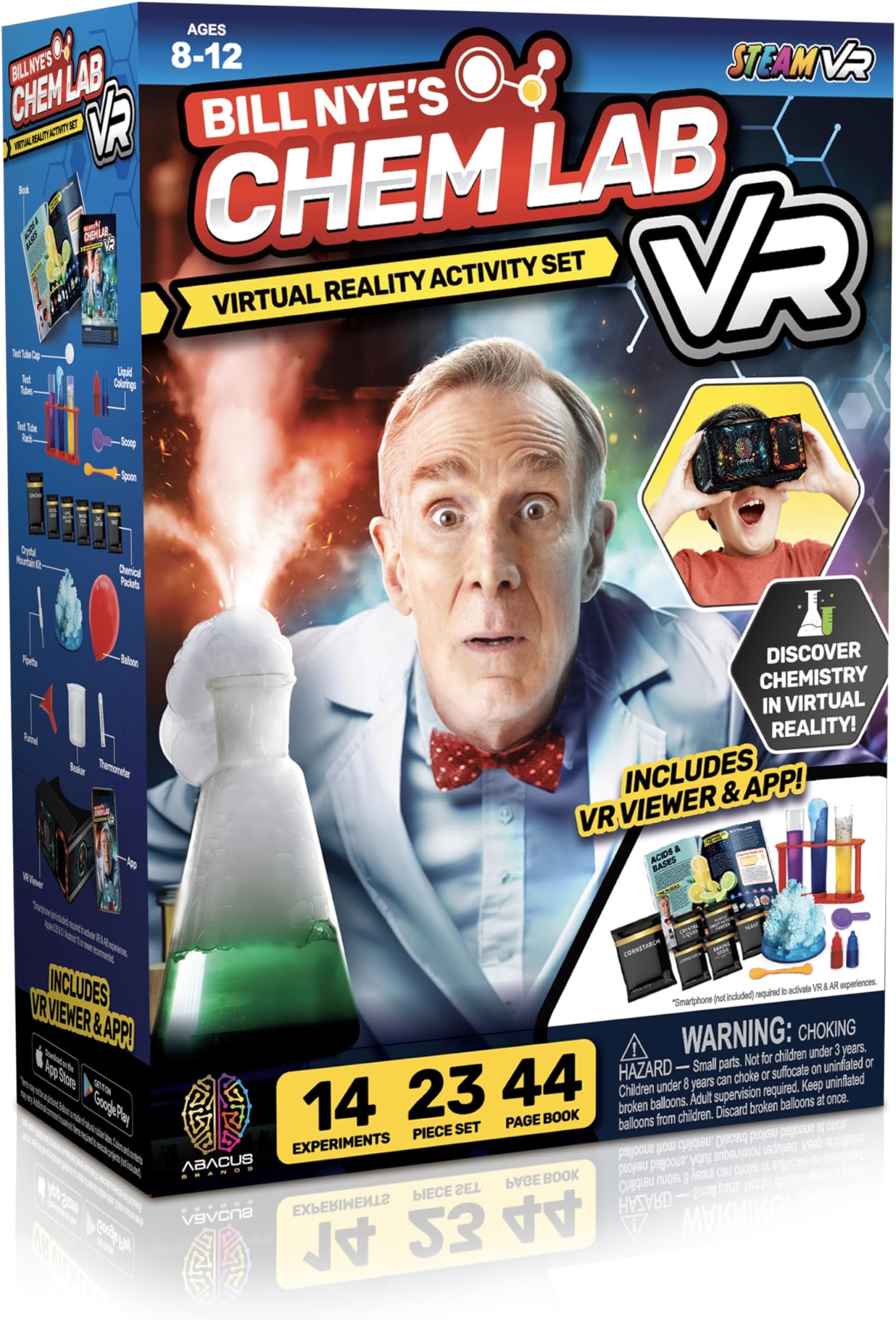 Abacus Brands Bill Nye's Science Squad |Chem Lab VR - Virtual Reality Kids Science Kit, Book and Interactive Learning Activity Set | for Ages 8 and Up