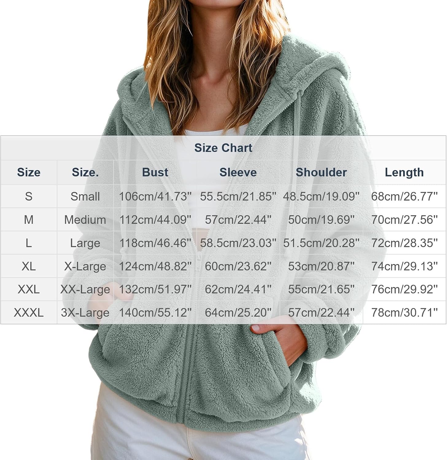 Women's Fleece Hooded Jacket Full Zip Casual Long Sleeve Outerwear