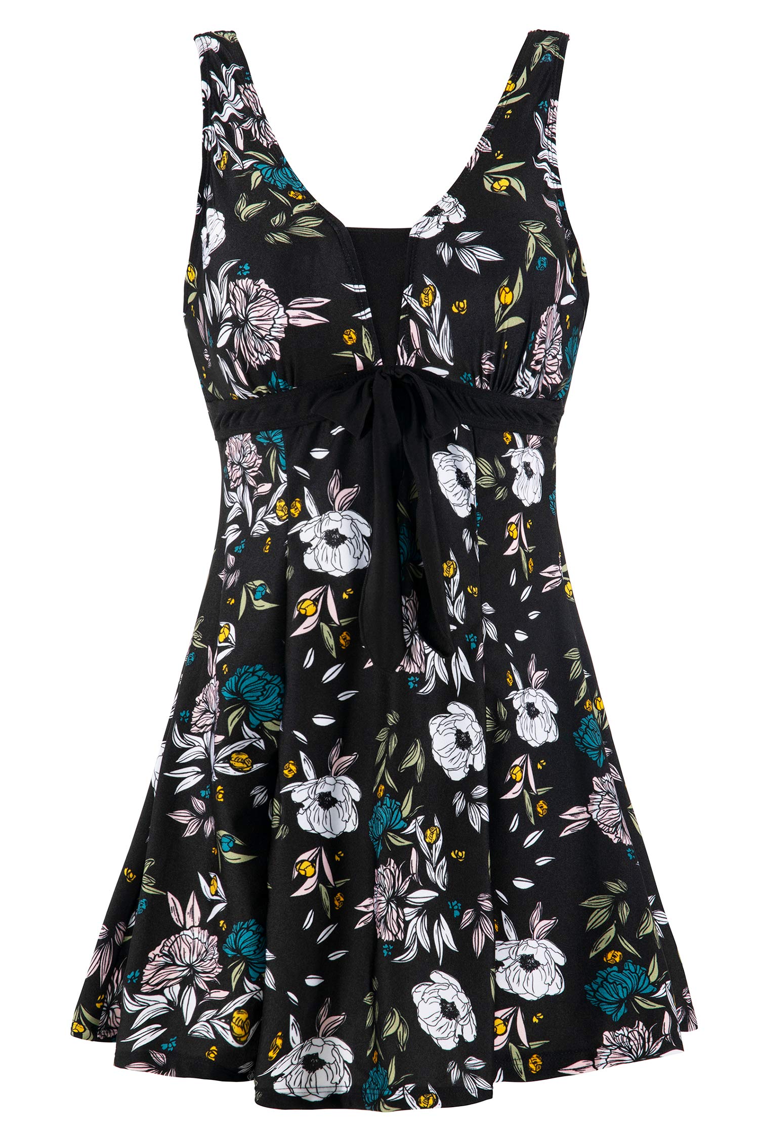 Wantdo Bañador Talla Grande Multicolor con Cintura Alta y Falda Traje de Baño para Mujer con Vientre Plano y Cuello en V Tankini Mujer Reductor para Natación