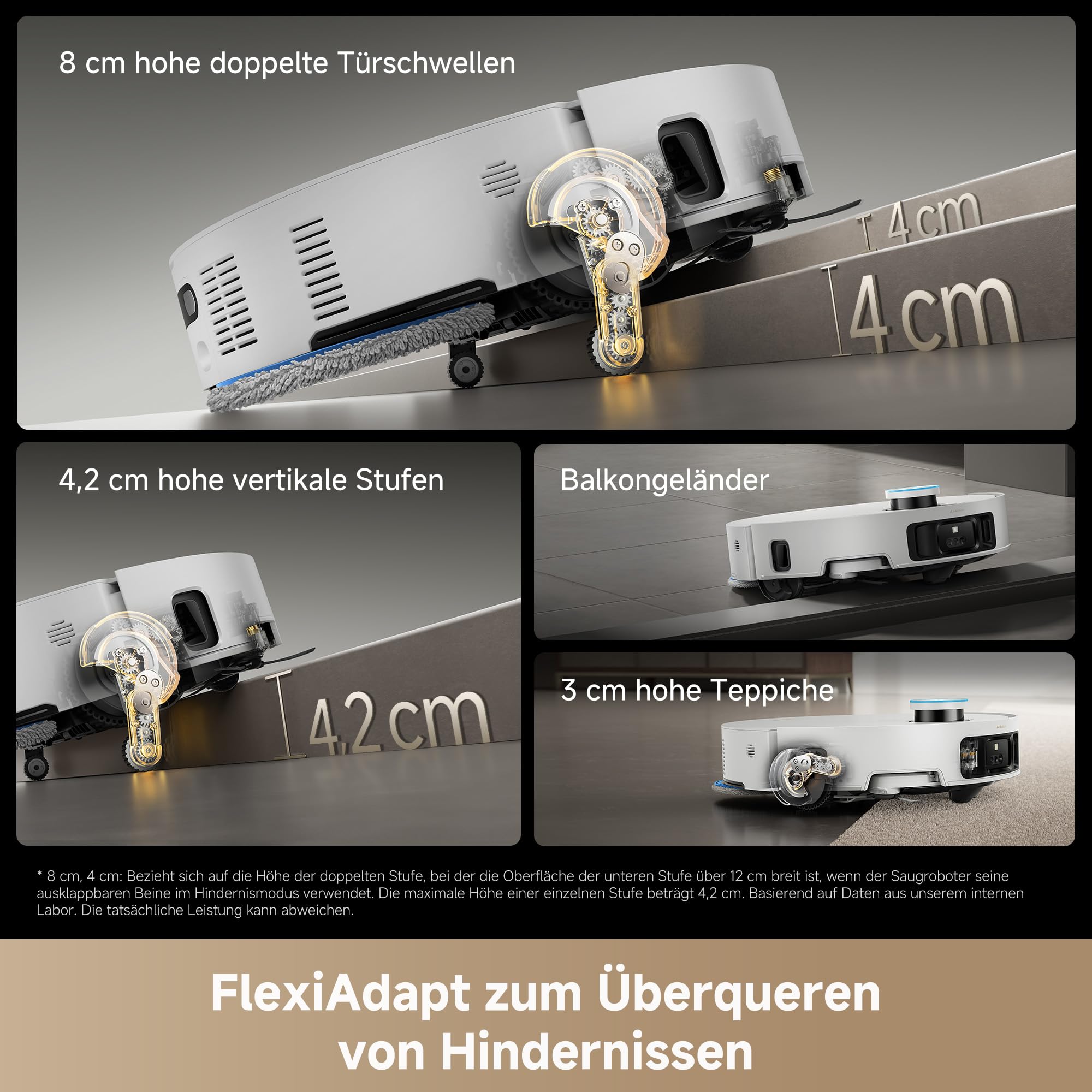 dreame Matrix10 Ultra Saugroboter mit Wischfunktion, Mopp-Wechsel/Selbstreinigung, 30.000Pa, Autom. Entleerung/Nachfüllung,8 cm Hindernisfreiheit, Sprachsteuerung, kein Verheddern